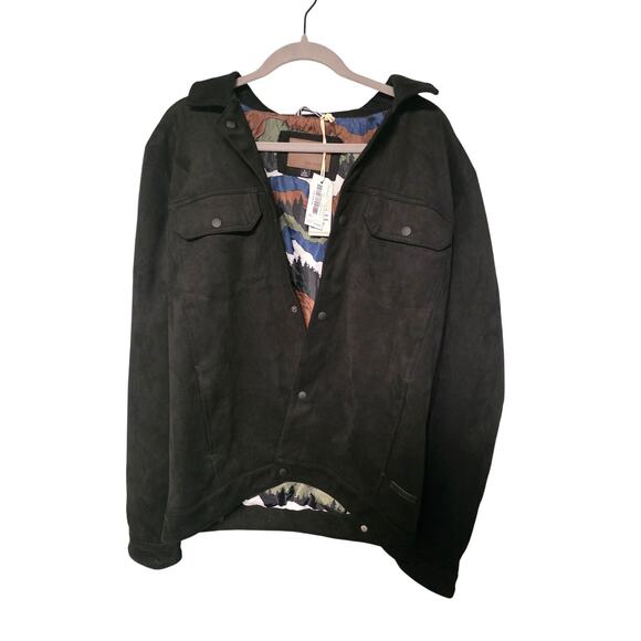 Civil Society Faux Suede Jacket Size L Black NWT Fall Winter Statement Buttons - Picture 1 of 8